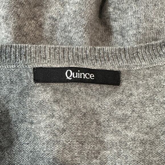 Quince Mongolian 100% Cashmere V-Neck Sweater Pullover Cozy, Heather Gray - Picture 11 of 15